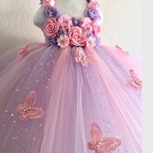 Pink and lavender butterfly tutu dress, smash cake tutu dress, photo prop tutu with matching headband for baby girls 6-18 months