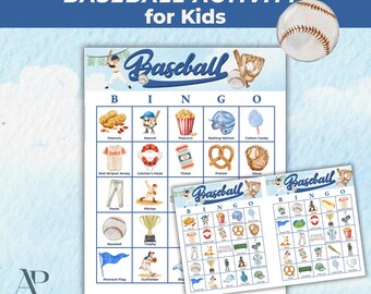 Baseball Bingo Printable for Kids, Little League Game Activity, Kids Baseball Game, Sports Party Printable, Instant Download