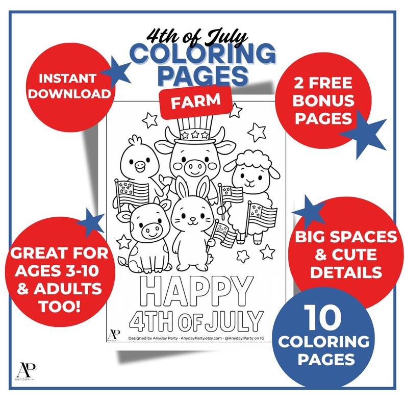 Farm Coloring Pages for Kids - Printable Activity Kit with Bonus Ideas + Recipes - Anyday Party™ image 4