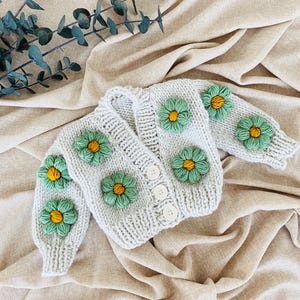 Handmade Baby Girl Floral Cardigan: Knitted Infant Wear