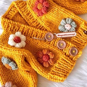 Hand Knitted Baby Girl Cardigan: Floral Infant Wear