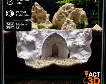Jaskinia Rocky Arch z rybami słodkowodnymi, białe schronienie do akwarystyki, naturalne schronienie dla akwarium, grota drukowana w 3D, dekoracja akwarium dla akwarystów