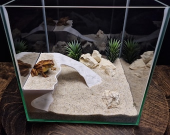 3D Printed Aquarium Cave Hide | Realistic Reptile Terrarium Shelter, Natural Aquascape Den