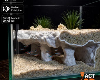 Półka skalna dla ryb i gadów, naturalistyczna kryjówka akwariowa, schronienie do terrarium drukowane w 3D, grota do aquascapingu, prezent dla hodowcy słodkowodnych stworzeń