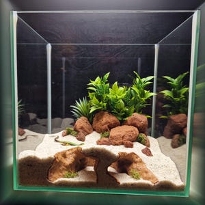 Aquarium Reptilien 3D Gedruckte Höhle, Natürliche Rock Fisch Versteck, Gecko Terrarium Unterschlupf, Aquascape Bridge Refuge, Sandige Braun Tank Grotte