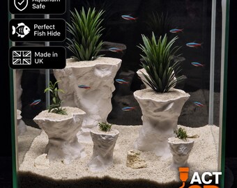 Aquarium Terrarium Rock Planters, Organic 3D Printed Botanical Holder, Reptile Enclosure Décor, Aquascaping Ornament, Fish Keeper Gift