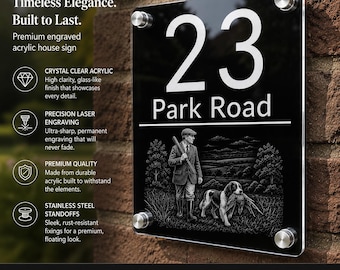 Custom Acrylic House Sign with Your Own Photo | Personalised Modern Door Number Plaque | Pet, Car, Horse or Family Design