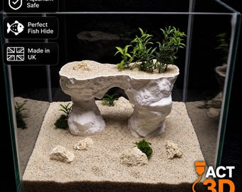 Jaskinia z mostem skalnym do akwarium słodkowodnego, kryjówka łukowa w terrarium dla gadów, schronienie w aquascape drukowane w 3D, dekoracja habitatu dla gekona, legowisko dla ryb