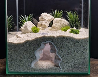 Terrarium Aquarium Cave Hideout | Fish Shelter, Terrarium Decor - Burrow - Substrate Divider