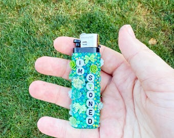 PuffPrettyCo | Green Bedazzled Lighter