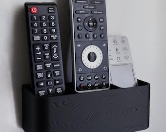 Soporte para Mando TV Montaje en Pared | Organizador Plástico Textura Madera | Almacenamiento Hogar Impreso en 3D