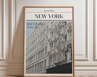 New York City Architecture Print: Minimalist Black & White Soho Decor (Digital Download)