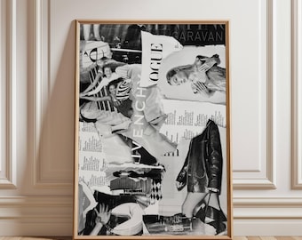 Vogue Fashion Collage Poster: Parisian Chic Editorial Art (Digital Download