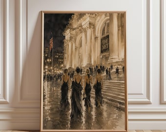 After Show Fashion Poster, NYC Met Gala Wall Art, Watercolor Fashion Print, Elegant Evening Fashion Decor