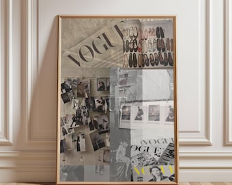 Vogue Fashion Collage Print: Neutral Editorial Wall Art (Digital Download)