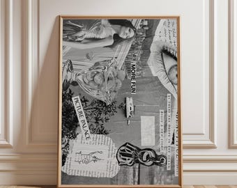 Vintage Fashion Collage Art Print: Parisian Chic Wall Decor (Digital Download)