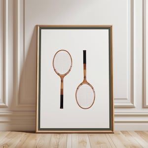Vintage Tennis Racket Print | Old Money Sports Decor | Retro Athletic Wall Art | Country Club Aesthetic | Digital Download