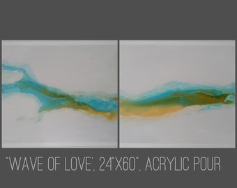 Flow art sale acrylic art 24"x60"inches Diptych free shipping ready to hang by nithyafinearts