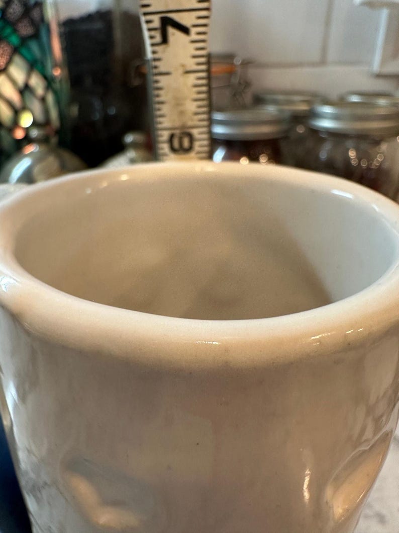 Vintage Blue and White Handmade Pottery Mug, Signed Anna K. White Sky image 4