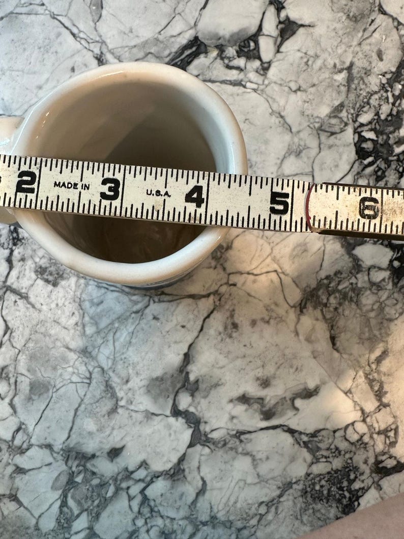 Vintage Blue and White Handmade Pottery Mug, Signed Anna K. White Sky image 5