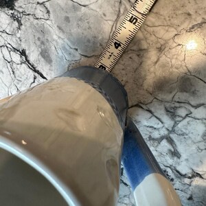 Vintage Blue and White Handmade Pottery Mug, Signed Anna K. White Sky image 6