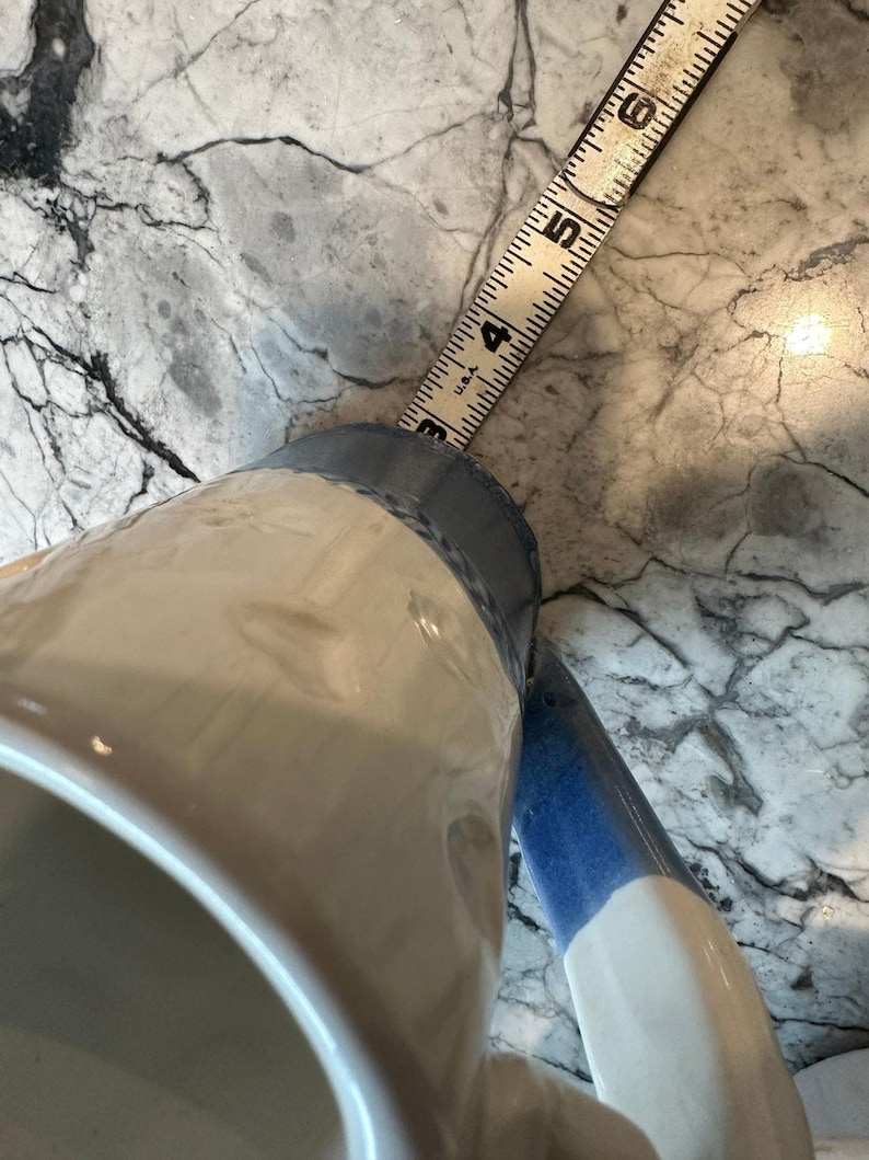 Vintage Blue and White Handmade Pottery Mug, Signed Anna K. White Sky image 6