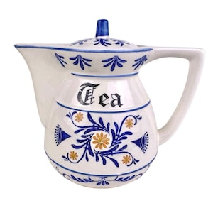 Vintage Royal Sealy Heritage Teapot | Blue White Floral Japan Ceramic