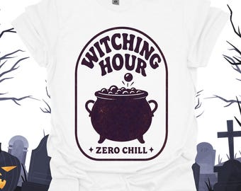 Witching Hour Zero Chill T-Shirt, Funny Halloween Tee