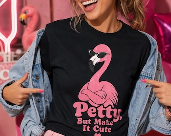 Sassy Flamingo Graphic Tee, Sarcastic Pink Bird Shirt (100% Cotton)