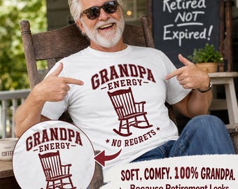 Grandpa Energy No Regrets Vintage Graphic Tee, Retro Style