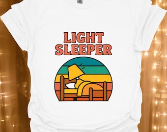 Light Sleeper illustration T-Shirt | Retro sunset nap design