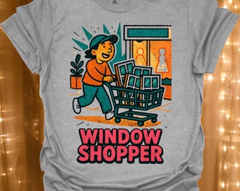 Window Shopper T-Shirt | Retro Cartoon Shopping Cart Design