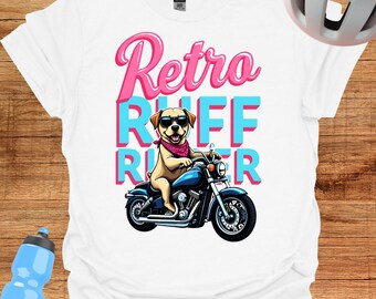 Retro Dog Motorcycle T-Shirt, Biker Pet Lover Tee