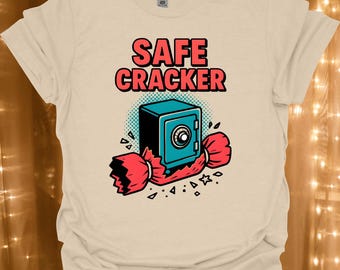 Safe Cracker T-Shirt | Vintage Safe Illustration, Heist Humor | Funny Christmas Idea