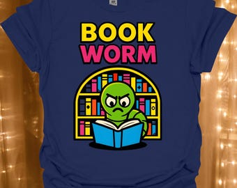 Bookworm design T-Shirt | Reading mascot graphic tee | Funny Librarian Gift | Scholar | Book Lover