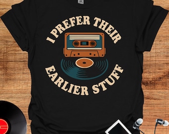 Camiseta de música retro – Camiseta con estampado de vinilo y casete