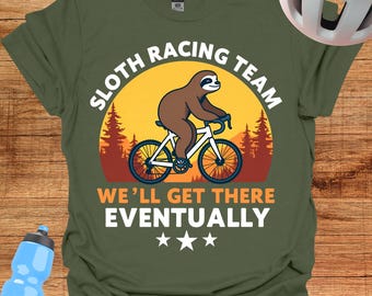 Sloth Racing Team T-Shirt, Funny Cyclist Apparel