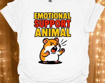 Emotional Support Animal T-Shirt | Cute Cartoon Hamster Graphic | Stress relief