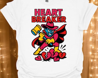 Heart Breaker cowboy character T-Shirt | cartoon valentine design |