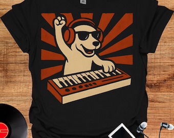 Dog Playing Keyboard T-Shirt, Music Lover Novelty Tee
