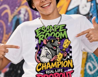 Escape Room Champion Nerd Rat Graphic Tee, Funny Gift