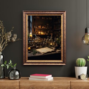 Dark Academia Apothecary Workbench Wall Art Printable | Vintage Apothecary Decor | Gothic Apothecary Art | Digital Download