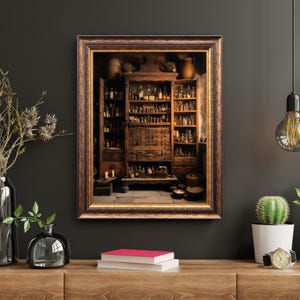 Dark Academia Apothecary Cabinet Wall Art Printable | Vintage Apothecary Decor | Gothic Apothecary Art | Digital Download