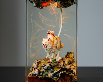 Lampada in resina con lupo Ghibli della Principessa Mononoke, luce notturna con spirito della foresta di San e Moro, arte con spirito della foresta di Kodama, regalo anime unico
