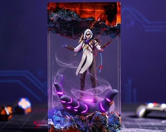 NUOVA lampada da notte in resina Dottore, lampada in resina epossidica Genshin Impact, personaggio anime, decorazione da scrivania, regalo per giocatori