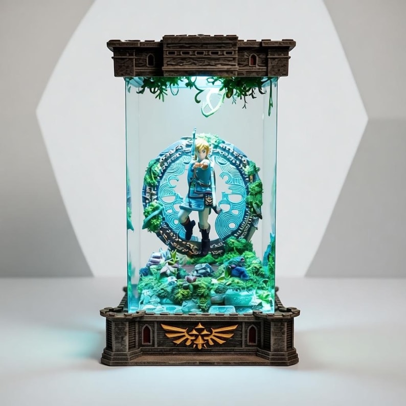 Lámpara de resina de Zelda hecha a mano, luz nocturna LED de Breath of the Wild, regalo para gamers imagen 1