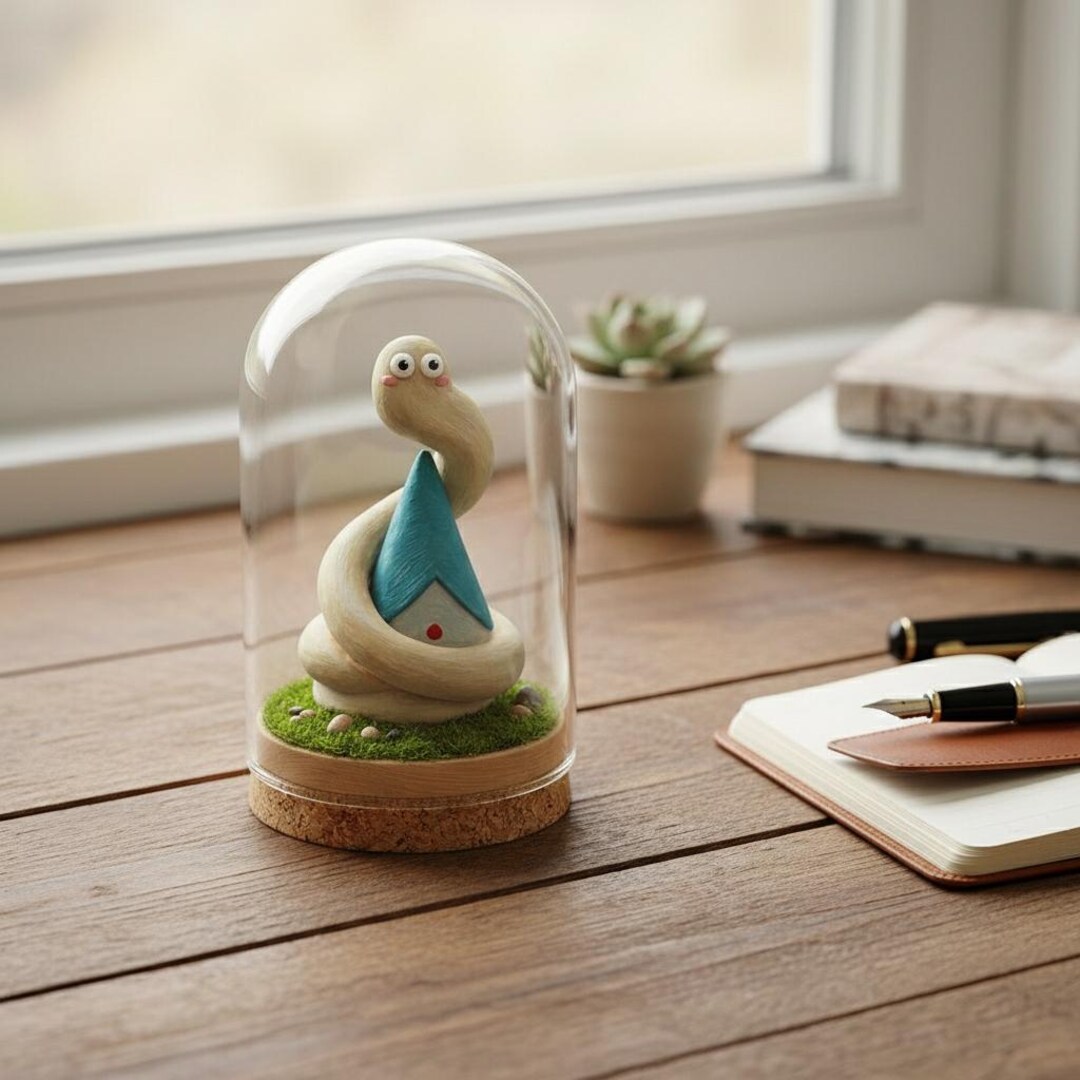 Wha Figure Witch Hat Atelier WHA Brush Buddy Figure in Glass Cloche, Unique Gift ...