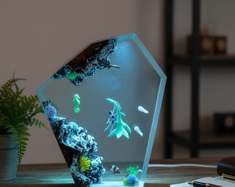 Lámpara de resina de Ilu y Kiri Avatar 2, luz nocturna para diorama del arrecife Metkayina, arte oceánico Way of Water, regalo hecho a mano para fanáticos del cine, decoración personalizada de vida marina