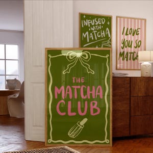 Matcha Club Print, Hand Drawn Kitchen, But first Matcha Poster, Green Tea Print, Matcha Girl Era Illustration, Printable Wall Art Drawing