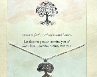 Tree of Life Necklace: Silver-Tone Pendant, Faith-Inspired Gift
